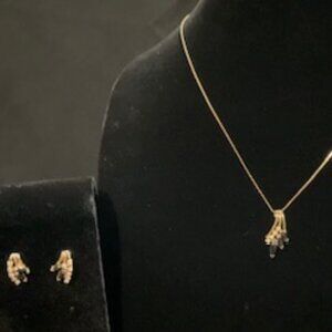 Zirconia and Onyx Necklace and matching earrings